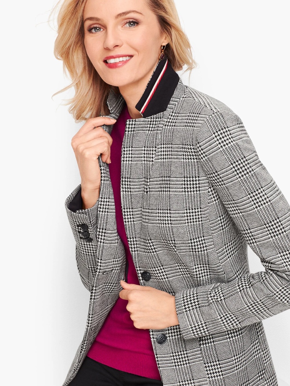 NWOT Talbots Aberdeen Knit Blazer - Glen Plaid Ponte Size 18W Petite